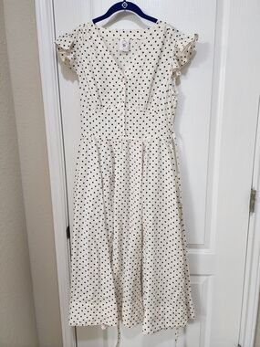 Son de Flor Cream Dress with Black Polka Dots